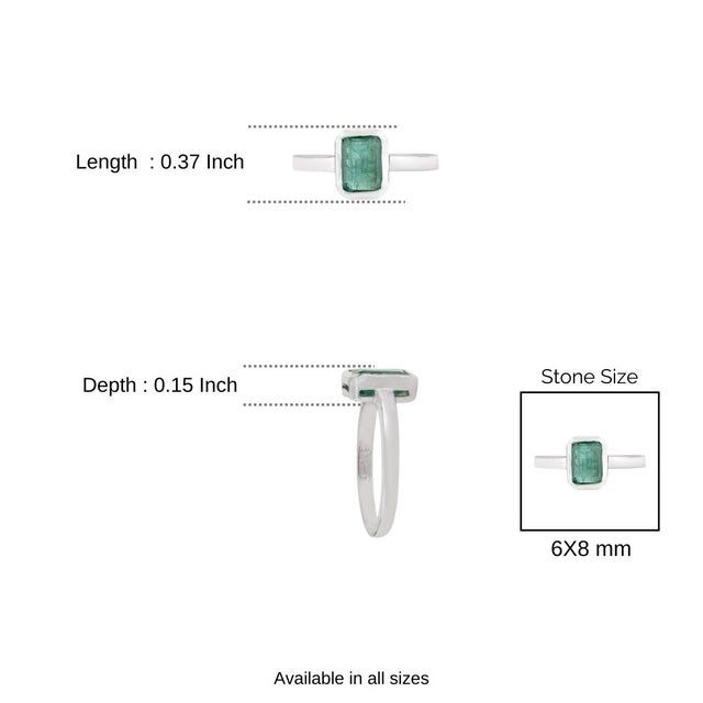 Modern Emerald Cut Natural Emerald Ring, 1.6 CTW in Solid 925 Sterling Silver- Size 7 For Sale - Image 9 of 11