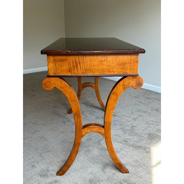 Late 20th Century Baker Milling Road Neoclassical Single Drawer Writing Desk With C-Scroll Legs For Sale In Charlotte - Image 6 of 10