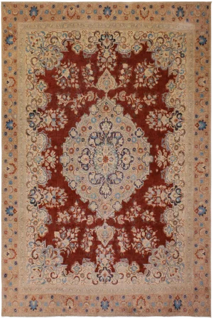 1990s Shabby Chic Vintage Wool Rug - 10'3" X 13'7"