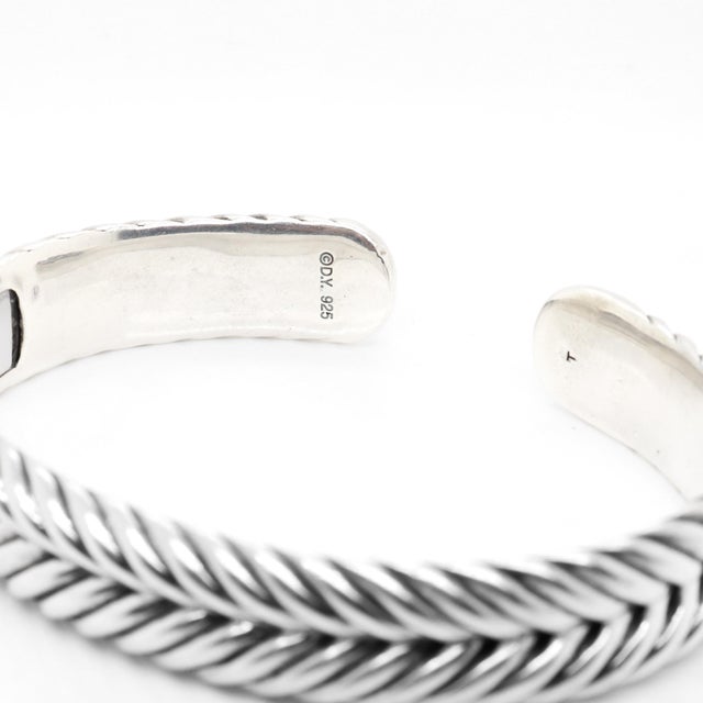 David Yurman Sterling Silver 13mm Chevron Cable Cuff Bracelet For Sale - Image 13 of 13