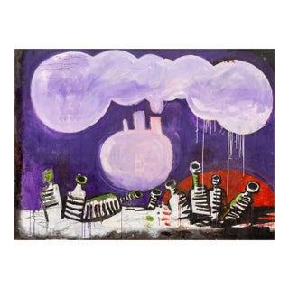 Domenick Capobianco Green Bottles Oil on Canvas For Sale