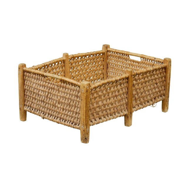 Antique Scandinavian Handmade Woven Basket, 1890 For Sale - Image 9 of 9