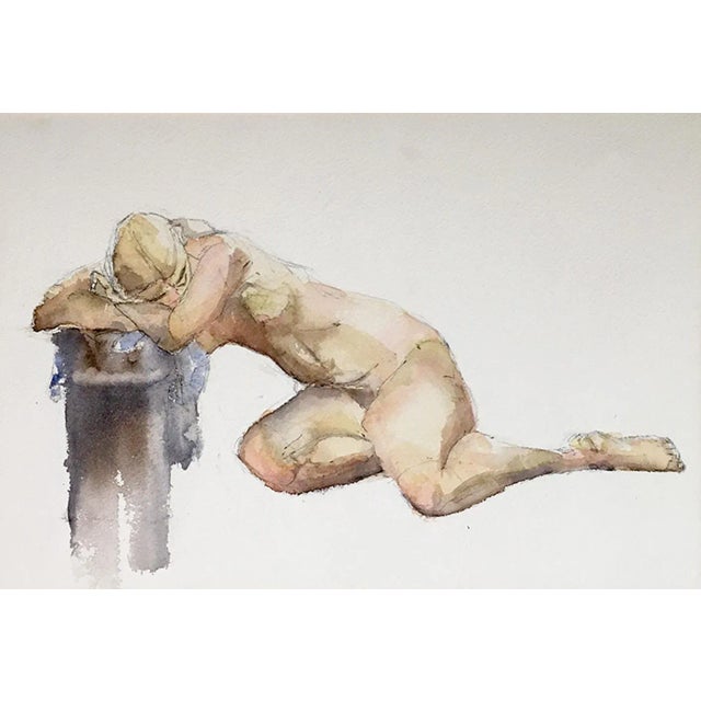 1990s Original Female Nude Watercolor Painting For Sale - Image 4 of 4