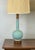 Mid-Century Modern 1950s Danish Modern Teal Ceramic & Walnut Lamps - a Pair For Sale - Image 3 of 6
