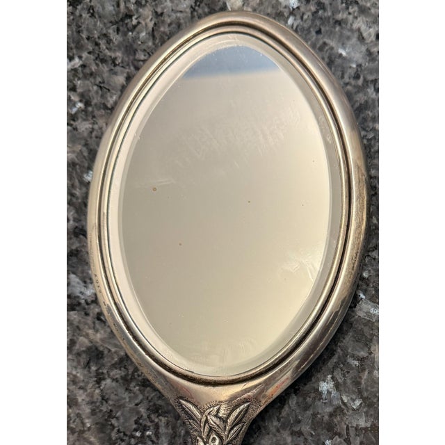 Large Antique S. Kirk & Son Sterling Silver "Hand Decorated" Repoussé Vanity Set For Sale In Portland, ME - Image 6 of 11