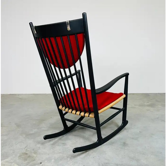 Black Black Lacquered Hans J. Wegner J16 Rocking Chair or Rocker for FDB Mobler 1963 For Sale - Image 8 of 10