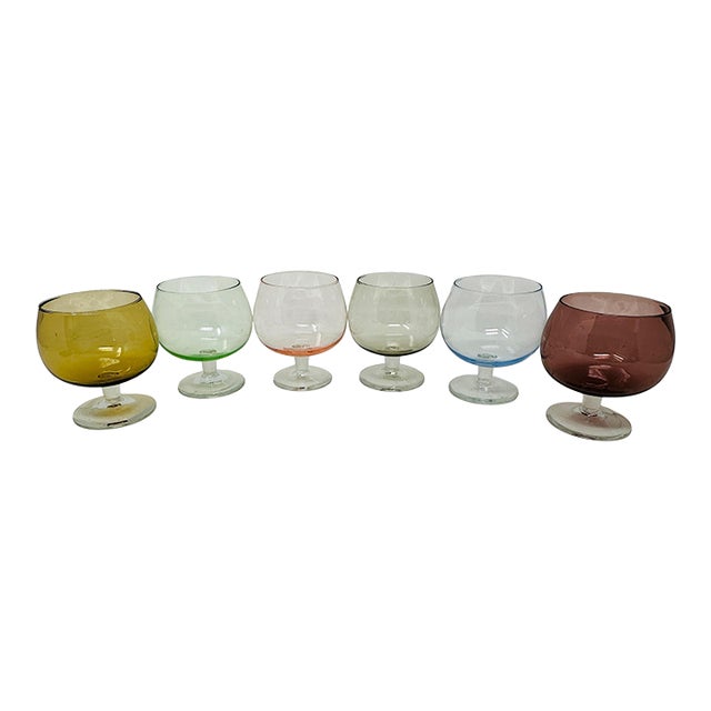 Mid-Century Modern Harlequin Miniature Brandy Snifters - Set of 6 For Sale