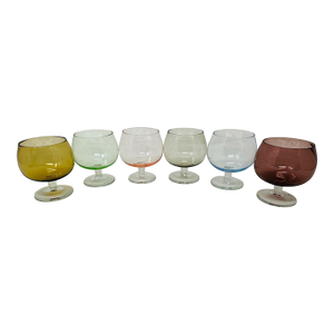 Mid-Century Modern Harlequin Miniature Brandy Snifters - Set of 6