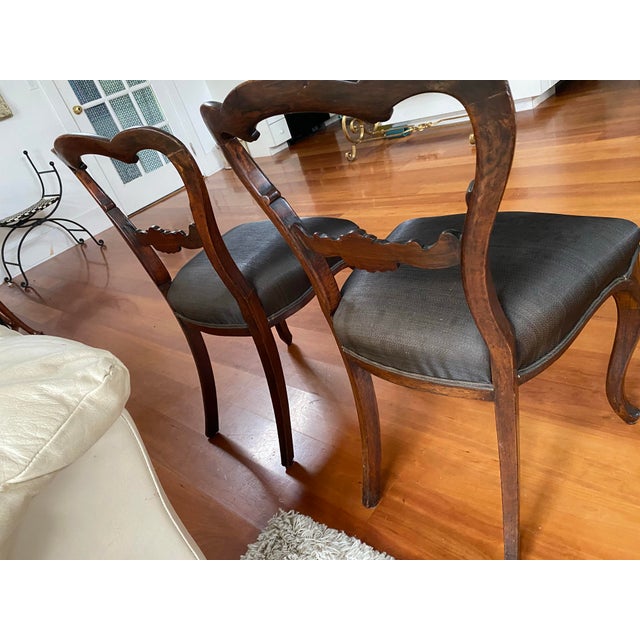 Victorian Antique Victorian Rosewood Balloon Back Chairs Pair Carved Central Splats For Sale - Image 3 of 12