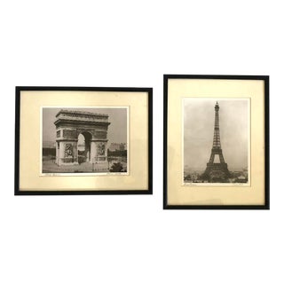 Vintage Paris Photography Prints, 1930, Framed and Matted - A Pair For Sale