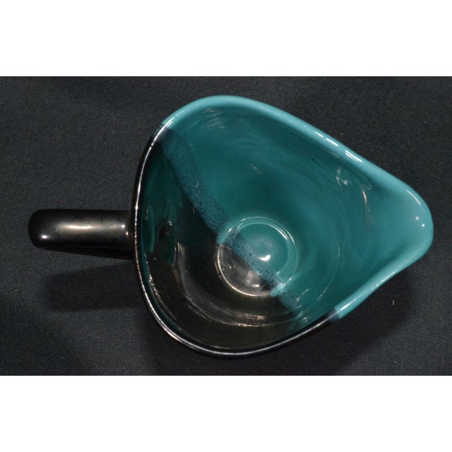 Mid 20th Century Vallauris – Black and Turquoise Blue Faience Coffee Set - 15 pcs For Sale - Image 10 of 18