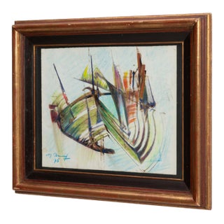 Mid 20th Century France Blue Wood Painting For Sale