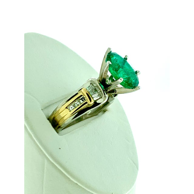 5.5 Carat Oval Cut Emerald and Diamond in 18 Karat/Platinum Two-Tone Ring Estate For Sale In New York - Image 6 of 18