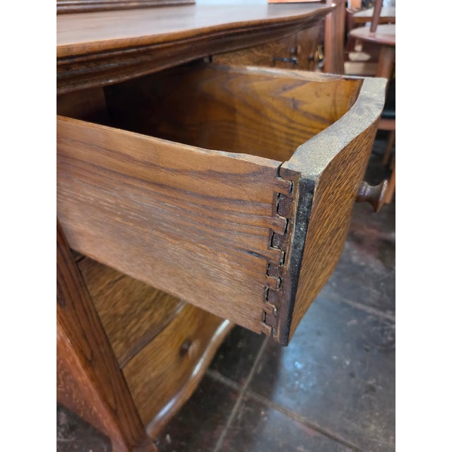 Antique Victorian Solid Tiger Oak Quater Sawn Mission Dresser Chest of Drawers 1880-1918 For Sale - Image 17 of 17