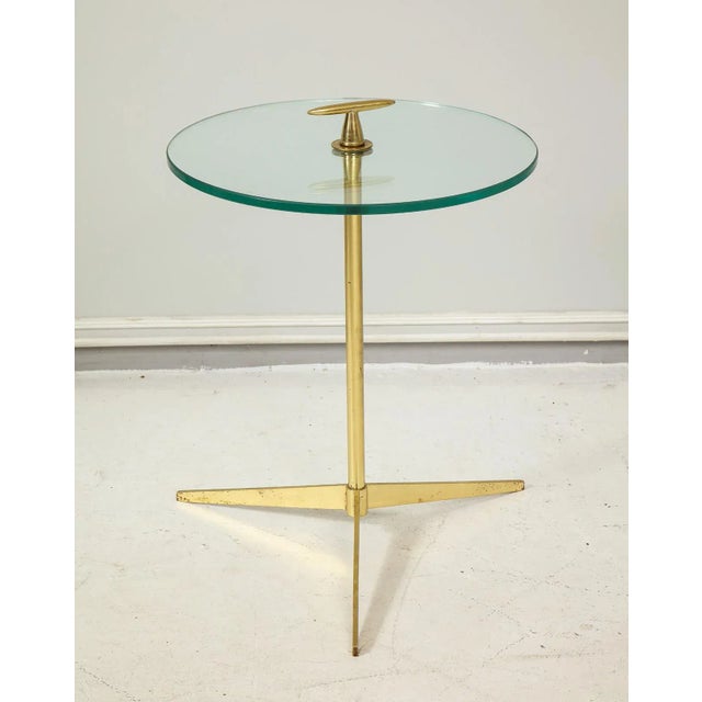 Metal Midcentury Italian Table on Brass Tripod Base For Sale - Image 7 of 7