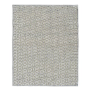 Rug & Kilim’s Modern Block Print Rug in Blue & Gray with Paisley Floral Pattern - 8x10 For Sale