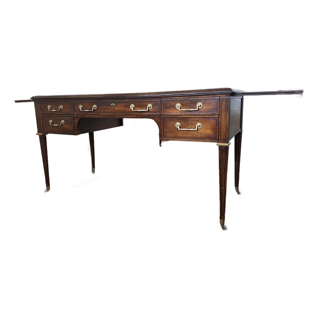 Early 20th Century John Widdicomb Mahogany Partner's Desk With Leather Top and Pull-Out Writing Slides For Sale