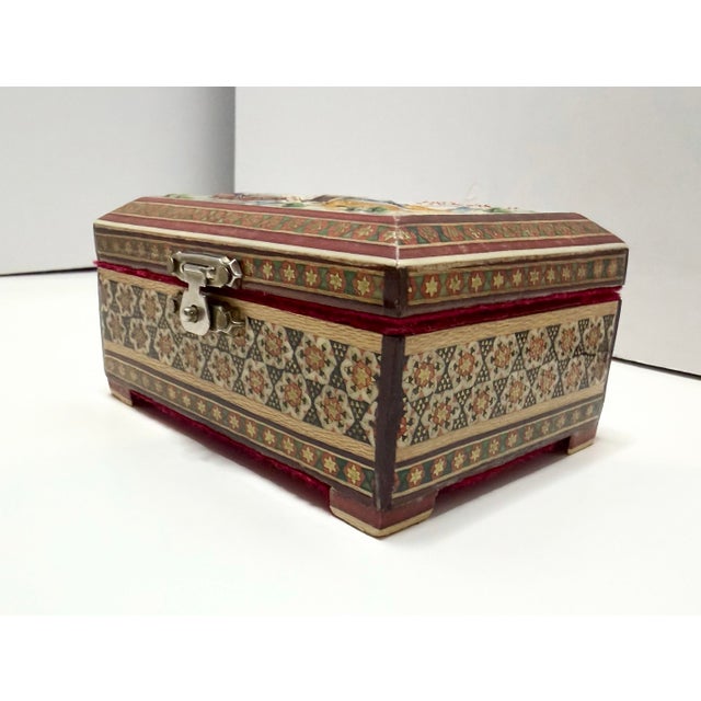 Mid 20th Century Vintage Persian Khatam Handcrafted Inlaid Wooden Micro Jewelry Trinket Box For Sale - Image 5 of 12