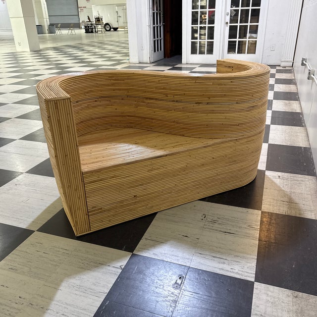 Wood Vintage Pencil Reed Bamboo Rattan Conversation Chair For Sale - Image 7 of 11