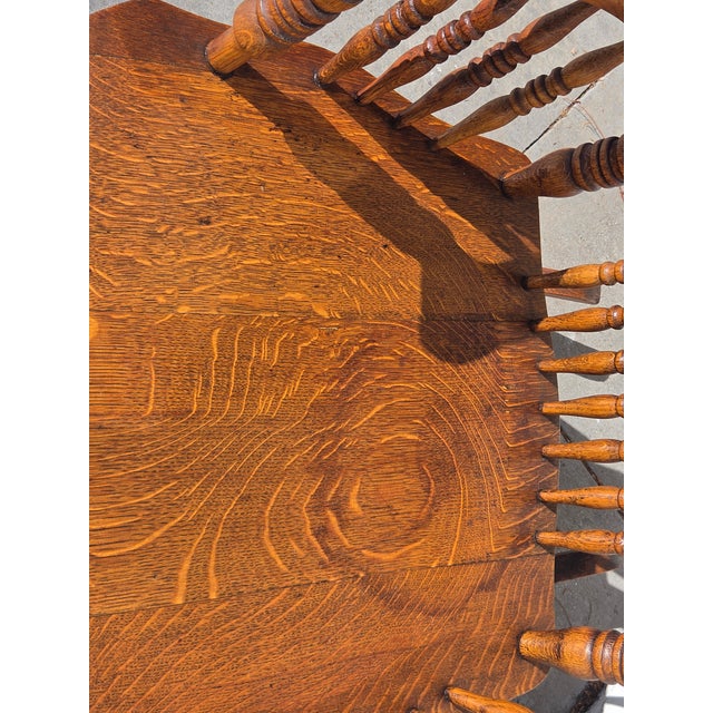 Victorian 1890s Antique Oak Victorian Rocking Chair Larger Seat For Sale - Image 3 of 12