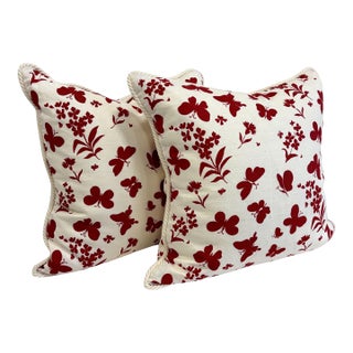 Pair of Tillett Textiles Butterfly Print Pillows. For Sale