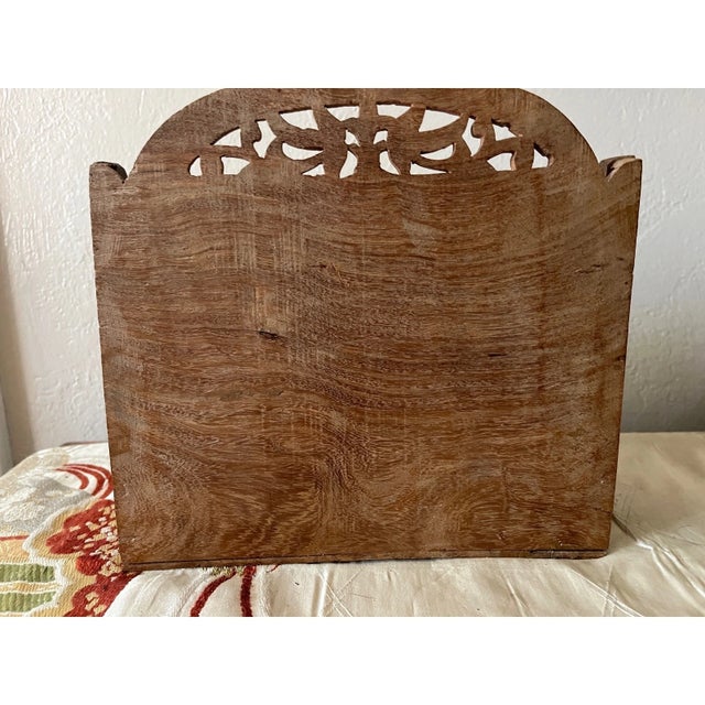 Brown Vintage Hand Carved Wood Desk Set Abacus Expanding Book Rack Letter Opener - Set of 5 For Sale - Image 8 of 15
