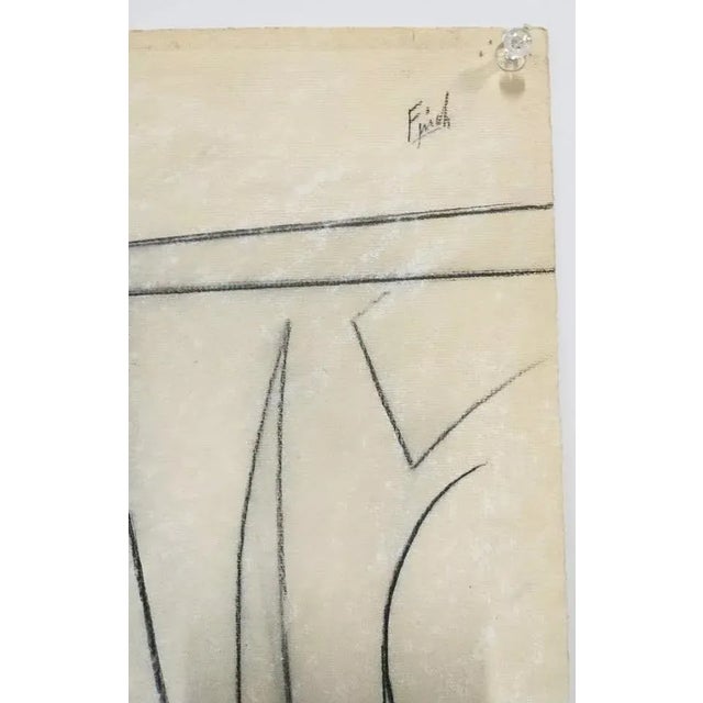 Abstract Robert Finch 20th C. American Charcoal Sketch Lady W Lamp Study 19x25 For Sale - Image 3 of 5