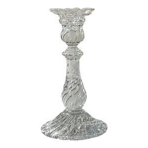 Vintage 1960s Baccarat French Heavy Crystal Bambous Swirl Candlestick - Authentic Signed Twice