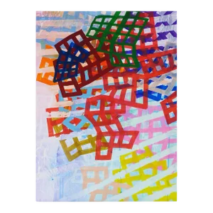 Contemporary Abstract Acrylic on Paper Mounted on Canvas Painting "A Fey Mood" by Martina Nehrling