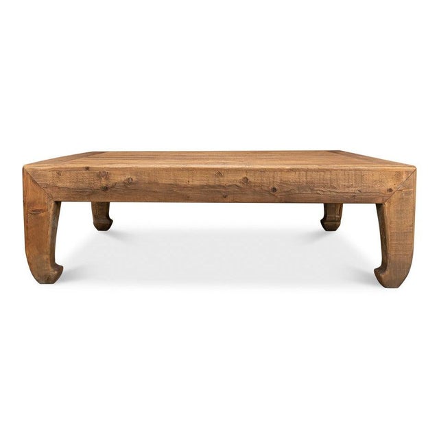 Ming Style Square Coffee Table in Tan Reclaimed Pine For Sale - Image 4 of 11