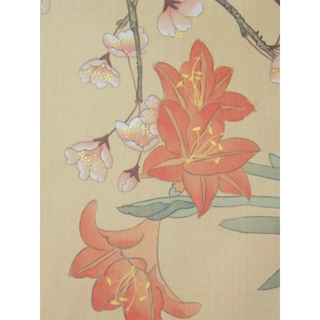 Vintage Chinese Floral Watercolor Ju Cheng Bamboo Frame For Sale - Image 9 of 12