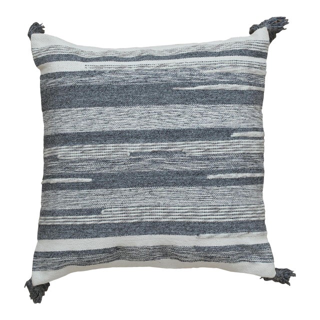 Abstract Modern Wool and Cotton Pillow in Gray For Sale