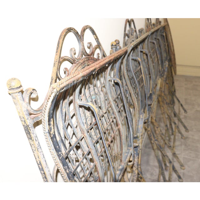 1970s Italian Bistro–Style Wrought Iron Garden Set With Four Folding Chairs For Sale - Image 12 of 18