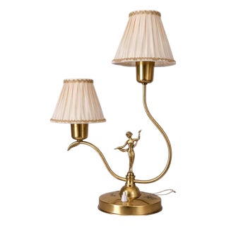 Swedish Art Deco Brass Figural Table Lamp from Ystad-Metall, 1930s For Sale
