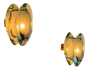 Brass Model 2093 Wall Lights attributed to Max Ingrand for Fontana Arte, 1960s, Set of 2