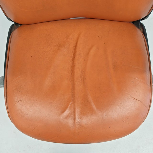 MIM Executive Chair with Wheels in Cognac Leather and Wood, 1970s For Sale - Image 16 of 18