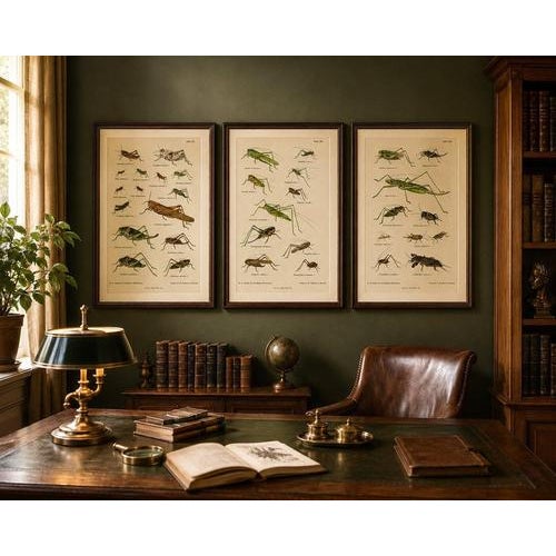 Monumental Orthoptera of Central Europe, 1908, Lithograph, Set of 3 For Sale - Image 10 of 11