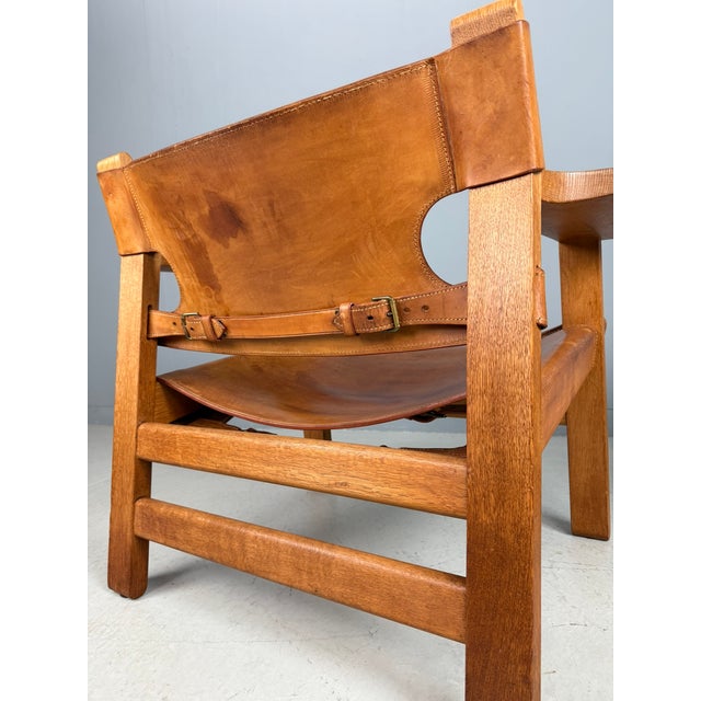Vintage Cognac-Leather and Oak Chairs by Børge Mogensen for Fredericia, 1960, Set of 2 For Sale - Image 16 of 18