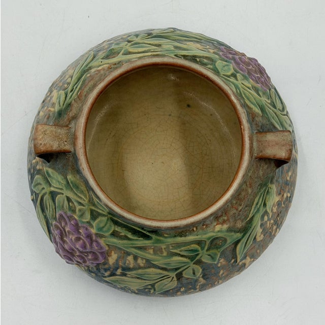 1930s Roseville Wisteria Blue Matte Art Pottery Two-Handled Vase, 1930s For Sale - Image 5 of 14