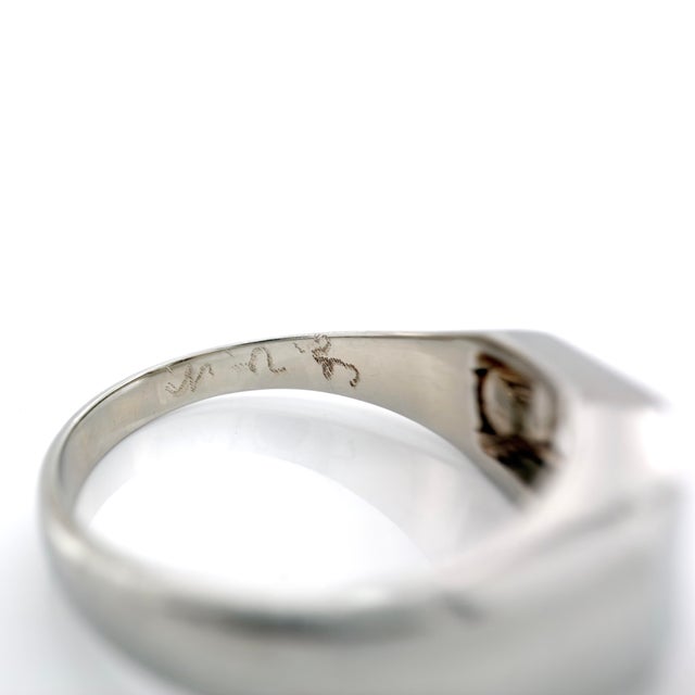 Silver Art Deco 14k White Gold Old European Cut Diamond Ring, Size 7.75 For Sale - Image 8 of 14