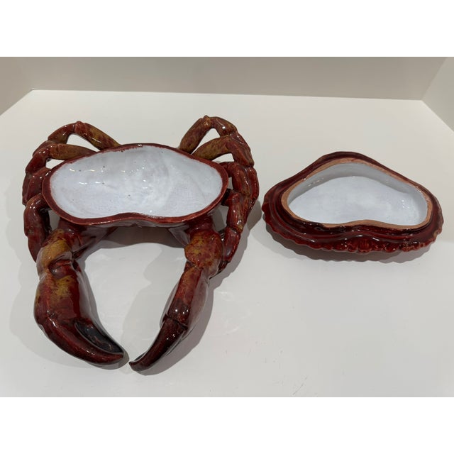 Vintage Majolica-Style Sea Creature Tureens – Crab and Lobster Ceramic Sculptures - Set of Four For Sale - Image 9 of 18