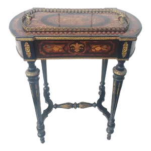 Napoleon III Brass Marquetry Boulle Inlay Ebonized Wood Planter Table, Circa. 1885