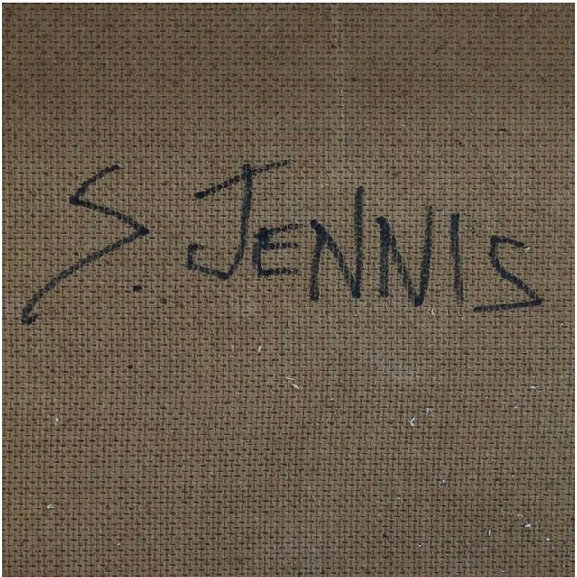 Vintage Abstract Expressionist Oil Painting Steven Jennis 25.5 X 33.5 For Sale - Image 9 of 10
