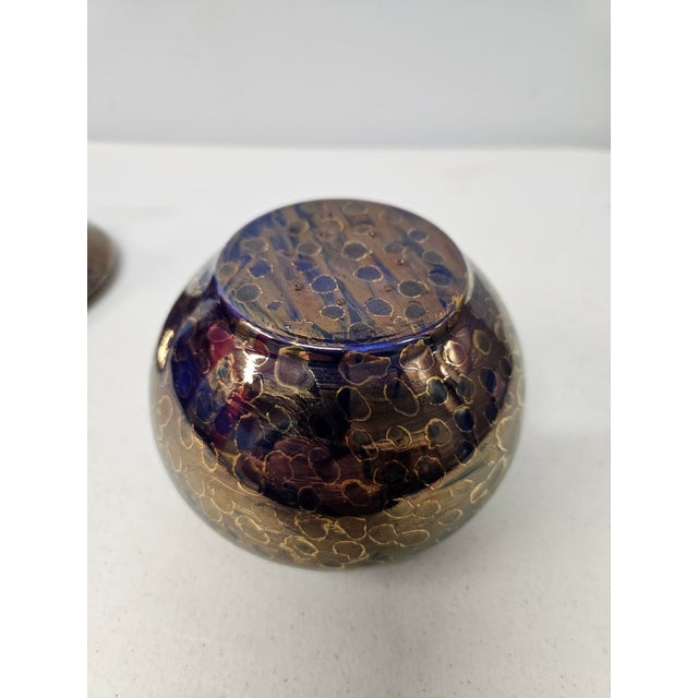 Ceramic Gold and Purple Teardrop Lidded Jar For Sale - Image 7 of 14