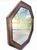 Brown Massive Studded Vintage Octagonal Dark Wood Faux Leather Wall Mirror For Sale - Image 8 of 11