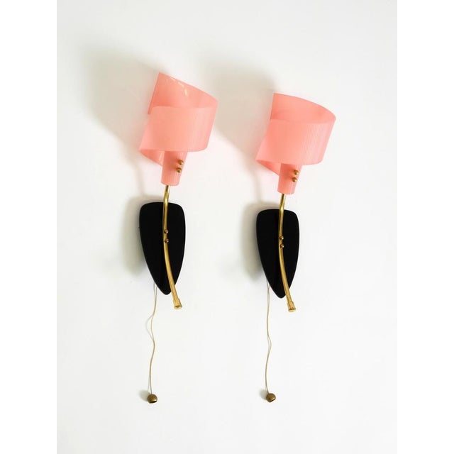 1950s Mid-Century Modern Wall Lamps with Pink Acrylic Glass Shades, 1950s, Set of 2 For Sale - Image 5 of 18