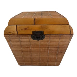 Thick Bamboo and Pencil Reed Lidded Box For Sale