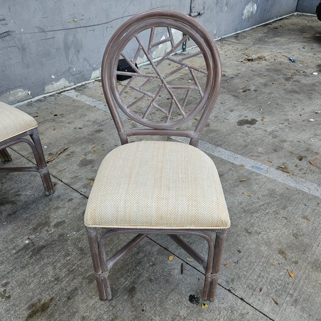 Late 20th Century McGuire Style Rattan Cracked Ice Dining Chairs- Set of 4 For Sale - Image 11 of 12