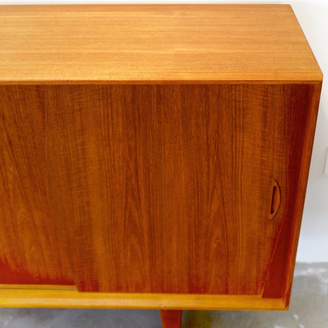 Kurt Østervig Teak Tall Sideboard / Highboard With Illuminated Bar Cabinet For Sale - Image 14 of 14