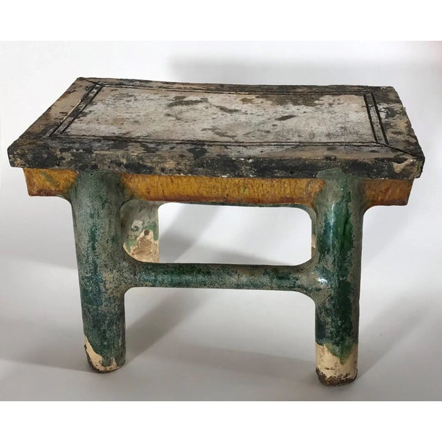 Painted Pottery Altar Table With Food and Wine Offerings From the Ming Dynasty - 8 Piece Set For Sale - Image 4 of 13
